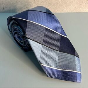 Kenneth Cole Navy and Light Blue Checkered 59” Tie
